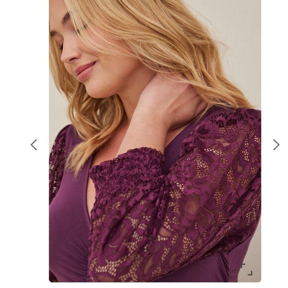 Nwot Torrid Lace V-Neck Ruched Front Long Sleeve Top dress 3 - Picture 6 of 13